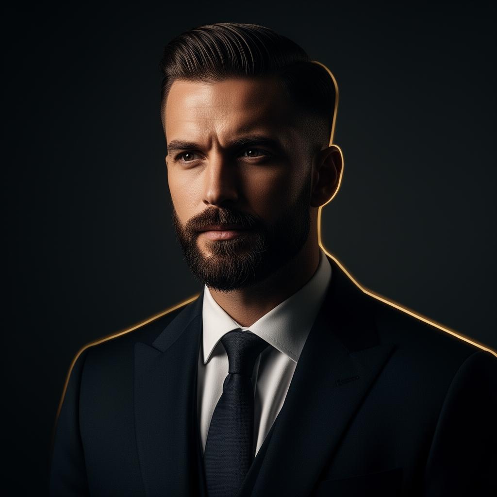 Cliente Royal Barber Premium com corte fade impecável e barba alinhada em Lagos, Portugal